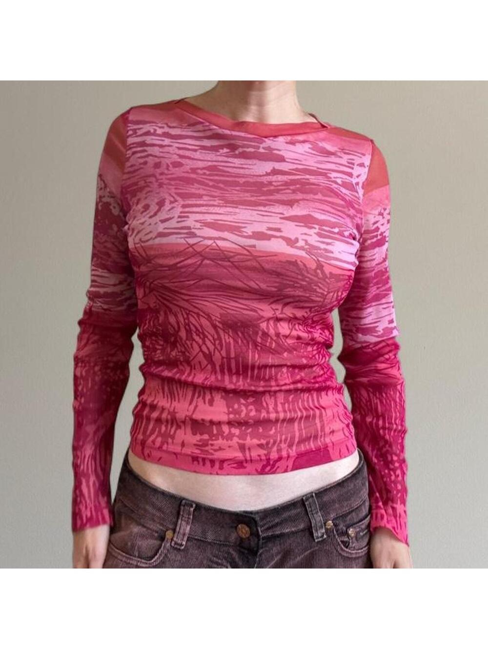 Vintage Marc Aurel euro graphic print micromesh top